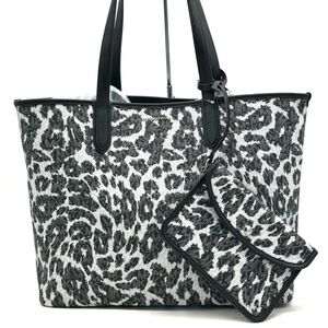 Michael Kors XL East West Tote Bag Leopard Print Black Multi